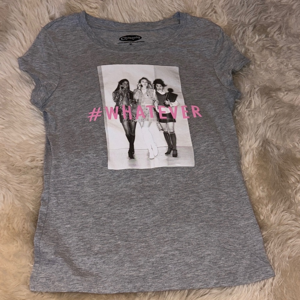 Kids Girls Clueless #Whatever Gray Graphic Tee